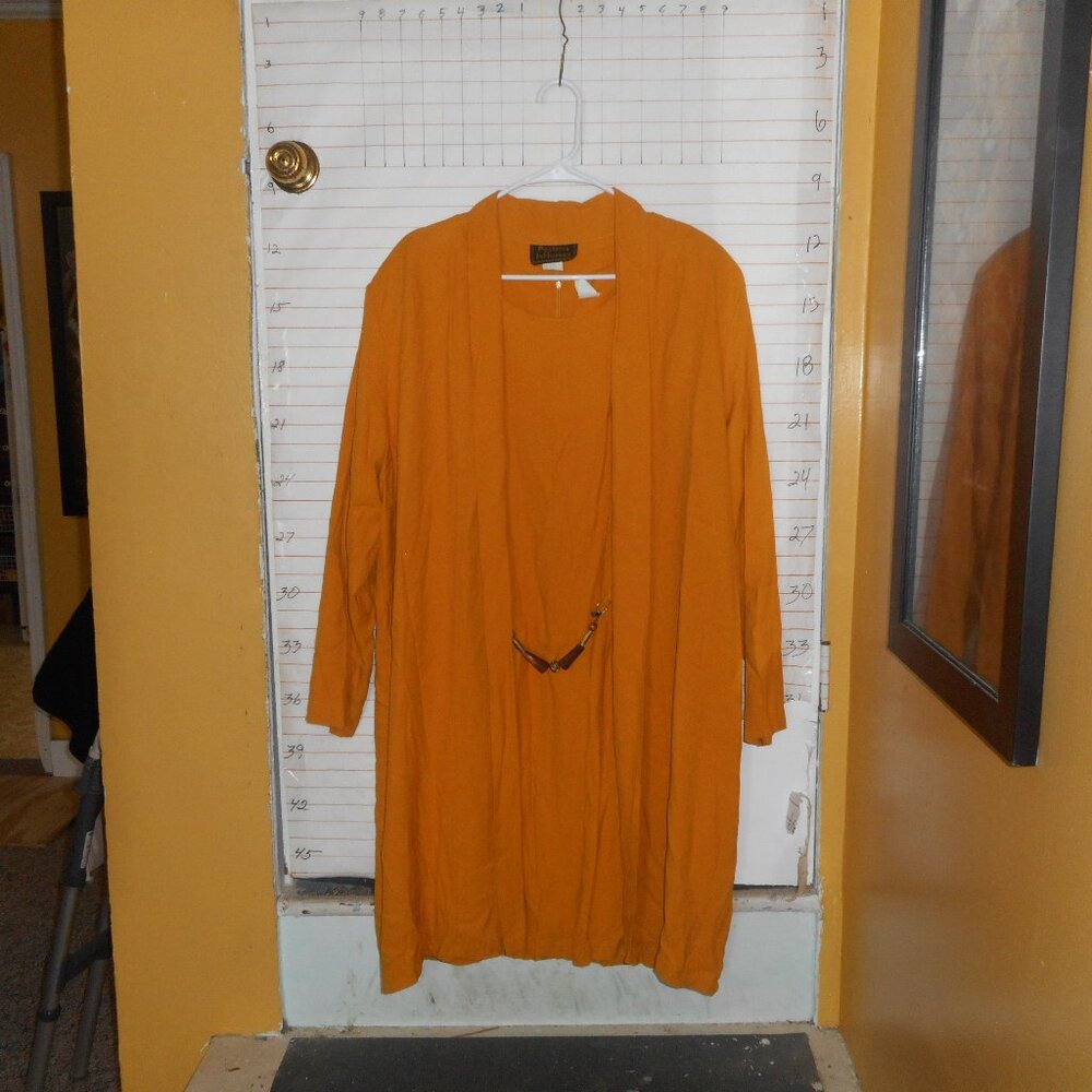 POSITIVE INFLUENCE:  2 PIECE DRESS AND JACKET SET, SZ 18,  GOLD IN COLOR